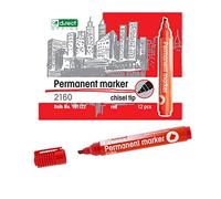 D.RECT Lot de 12 marqueurs permanents 2160 CT - Largeur de trait : 1-5 mm - Résistant à l'eau - Pour de nombreuses surfaces - Rouge