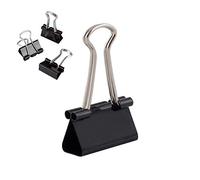 D.RECT | Lot de 12 Pinces à documents | 25 mm | Boîte de Pinces à papier multi-fonctions | Binder Clips | Papier Métal Pince a Dessin pour Notes | Papier à lettre | Clip Fournitures de bureau | Noir