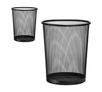 D.RECT Lot de 2 corbeilles à papier de bureau - 19 l - En maille métallique - Ronde - XXL - Noir