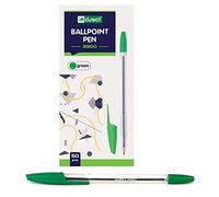 D.RECT Lot de 50 stylos à bille avec couvercle transparent - Stylo à bille avec bille en carbure de tungstène - Vert
