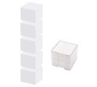 D.RECT Lot de 6 boîtes à notes en plastique - 85 x 85 x 80 mm - Environ 700 feuilles - Rempli de blanc