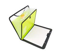 D.RECT - Mallette Carnet 7 compartiments A4 Extensible Organiseur portable Élastique rond avec bouton de fermeture Citron vert