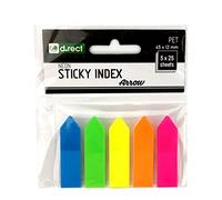 D.RECT marque - pages plastifiés PET autocollants fleches, 12x45 mm 5x25 marqueurs de page, multicolores, Feuillets Autocollants Colorés Accrocheurs 9347