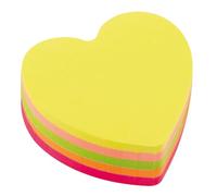 D.RECT | Notes Autocollantes | Ensemble de 1 Pièces | 70x70mm | Notes Repositionnables | 1x400 un Bloc de Feuilles | Fournitures de Bureau | Couleur Néon | Forme de Coeur