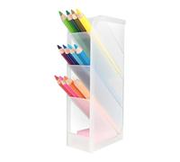 D.RECT | Organisateur de bureau | étagère à stylos pour bureau | école | usage domestique | translucide | blanc, 4 compartiments | porte-stylo en 4 parties 110813