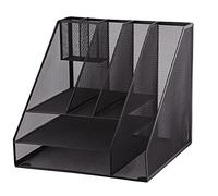 D.RECT Organiseur de Bureau, Noir Multifonction, en Maille Métallique, 8 Compartiments, Fournitures de Bureau, pour la Maison, le Bureau, 288 x 310 x 288 mm 110447