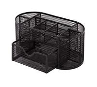 D.RECT Organiseur de Bureau, Pot à Crayons en Métal, Étagère de Bureau avec Porte-Notes en Maille, 350 x 297 x 275 mm, Noir 110445