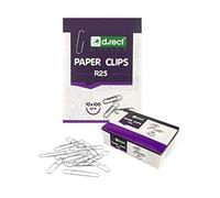 D.RECT Pack de 1000 Pinces à Papier de Bureau en Métal 25 mm | Pinces à Lettres Pinces à Papier de Bureau Galvanisées | 10 x 100 Pièces argenté