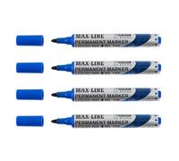 D.RECT Pack de 4 Marqueurs Permanents Pointe Ronde - Marqueurs Indélébiles Robuste avec Mécanisme à Pompe - Marqueur à Piston, Bleu