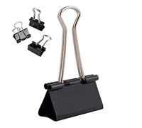 D.RECT Pinces Clip Métalliques Repliables - Lot de 12 - 41 mm - Pinces Noires Robustes pour Documents, Feuilles, Bureau, Maison, École - Clips à Papier Antirayures
