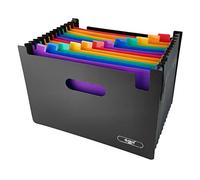 D.RECT Porte-Documents A4 | Avec 13 Compartiments Multicolores | Organisation du Bureau et de la Maison | Design Accordéon | Étanche | Noir
