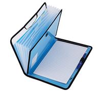 D.RECT Porte-documents en lot de 7 compartiments A4 - Extensible - Portable - Avec élastique rond - Avec bouton de fermeture - 7 compartiments - Bleu