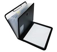 D.RECT Porte-documents en lot de 7 compartiments A4 - Extensible - Portable - Avec élastique rond - Avec bouton de fermeture - 7 compartiments - Noir