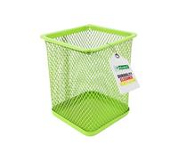 D.RECT Pot à crayons carré en métal | Porte-stylo cube en métal | Gobelet multifonction pour stylo à bille | conception de maille | Vert citron