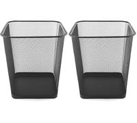 D.RECT Poubelle Bureau 18L - Corbeille Papier en Treillis Métal Maille, Corbeilles pour Bureau, Chambre, Poubelle Metal - Noir (Lot de 2)