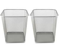 D.RECT Poubelle Bureau 18L - Corbeille Papier en Treillis Métal Maille, Corbeilles pour Bureau, Chambre, Poubelle Metal - Argent (Lot de 2)