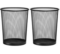 D.RECT Poubelle métal maille 19L noir | Corbeille à papier en treillis métallique | Corbeille à papier ronde XXL (Lot de 2)