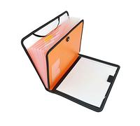 D.RECT Set porte-documents avec porte-documents extensible et portable, élastique rond avec bouton de fermeture, 7 compartiments A4 Orange