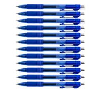 D.RECT Stylo Gel Bleu 12 Pièces - Stylo à Bille Automatique avec Recharge Remplaçable
