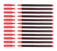 D.RECT Stylos Feutres Pointe Fine 0,4 mm - Lot de 12 - Pointe Métallique Renforcée - Précision Écriture et Dessin - Rouge