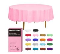 D&Z Plastic Table Cloth Disposable, 6 Pack Pink Round Tablecloth Individually Wrapped for Indoor&Outdoor, 84 inch Table Cover for Party, Picnic, Birthday, Wedding & Dinner