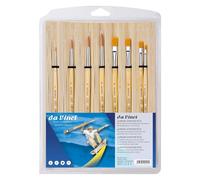 da Vinci, Junior Synthetics Pinceaux Scolaires en Bambou, série 5371, Set, Acrylique, Gouache, Tempera, pour Papier et Carton, fabriqués en Allemagne, Tailles 2, 6, 8, 10, 12