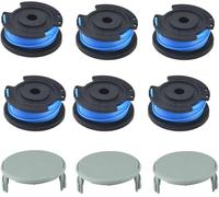 Daaxing Bobine et ligne + couvercle pour débroussailleuse Karcher LTR 18-30 Accessoires de rechange (6 bobines + 3 capuchons de bobine)