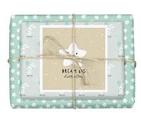 dabelino® Papier cadeau de naissance/baptême : bébé garçon, tout-petit - Set « Lapin avec ballon + étoiles » (vert menthe, premier anniversaire)