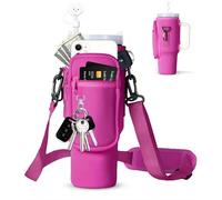 dabria Sac Porte-Bouteille d'eau avec Poche pour téléphone Stanley 40/30 oz Tumbler en néoprène avec Sangle réglable Bollus avec Couvercle de Paille et Mousqueton