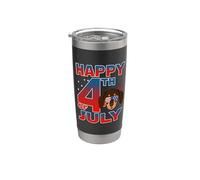 Dachshund Dog American Flag Glasses Happy 4th Of July Gobelet isotherme en acier inoxydable double paroi