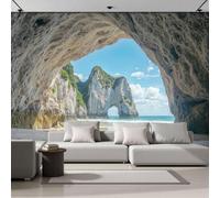 DACRWEKZ Papier Peint Panoramique Paysage naturel 250x175cm, Fresque Murale soie Grottes, plages de sable blanc, océan, Papier Peint pour Salon Chambre d'enfants restaurant Décoration Murale