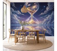 DACRWEKZ Papier Peint Panoramique Style univers fantastique Nuage galactique en forme de sablier 250x175cm | 3D Mural Design, Tapisserie Photo Géante Pour Salon Décoration Murale Xxl Soie, Violet