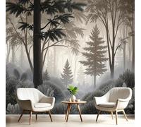 DACRWEKZ Paysage forestier Végétation de la forêt brumeuse Papier Peint 3D Installation Facile Soie Tapisserie Bureau Salon Canapé Chambre Décoration Murale - 450x315cm - Gris clair
