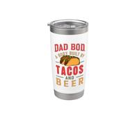 Dad Bod Built by Tacos and Beer Funny Father's Day Gobelet isotherme en acier inoxydable double paroi