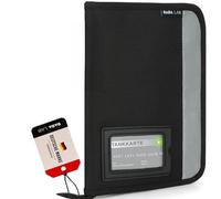 DADA LAB Porte-documents A5 pour boîte à gants de voiture - Organiseur auto - 4 compartiments - Bandes réfléchissantes - Compartiment séparé pour cartes - Porte-documents Noir