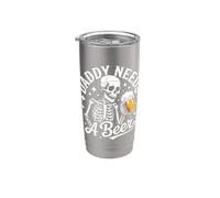 Daddy Needs A Beer Funny Dad Father Drinking Humour Beer Men Gobelet isotherme en acier inoxydable double paroi