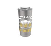 Daddy Needs A Beer Funny Dad Father Drinking Humour Beer Men Gobelet isotherme en acier inoxydable double paroi
