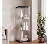 DADEA Vitrine en Verre 3 Etagere, Meuble Vitrine Verre avec Serrure, 125 x 42,5 x 36 cm, ArmoireVerre Exposition avec Porte VitrineVerre Colonne Vitrine enVerre avec Porte Armoire àVerre Noir