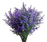 Daelesr 12 Pièces Fleurs de Lavande Artificielles, Buissons D'Arbustes Artificiels, Bouquet Lavande en Plastique, Fausse Plantes Artificielles Violettes pour Extérieur Interieur Jardin Bureau Mariage