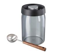 Daelesr Boite a Cafe 1000ml/1300ml, avec 15ml Cuillère, Couvercle Pompe, Valve, Bocal Bocaux Verre Hermétique, Boite Sous Vide Alimentaire, Pot Bloquant 330g/450g Grains Thé Noix Épices Bonbonniere