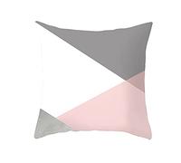 Daesar Coussin Décoration Salon, Housse de Coussin 50x50 Blanc Gris Rose Coussin Decoration Exterieur Geometrique, Polyester
