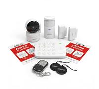 Daewoo Alarme Maison Connectée Vigili Kit Complet WiFi & GSM | Caméra Rotative, 2 Détecteurs Ouverture/Vibration, 1 Détecteur Mouvement Animaux, RFID | sans Abonnement | Compatible Alexa & Google