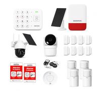Daewoo Alarme Maison sans Fil Vigilia Ultimate - Kit 19 Pièces WiFi avec 2 Caméras Full HD, Détecteur Fumée, Sirène Solaire, 8 Contacteurs, App Daewoo, Alexa & Google Home (Ultimate+ (WiFi + GSM))