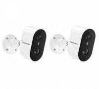 Daewoo Camera Surveillance Exterieure W503 - Pack de 2 - Fixe - Batterie Rechargeable - Vision Nocturne Couleur - Detection Mouvement - WiFi - Compatible Alarme
