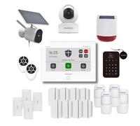 Daewoo Pack Alarme AM373, WiFi/GSM, Centrale à écran Tactile 7'', 20 Accessoires, Sirène Solaire, Livrée avec 2 Caméras Full HD Dont 1 Caméra Solaire