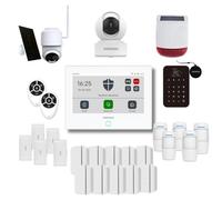 Daewoo Pack Alarme AM374, WiFi/GSM, Centrale à écran Tactile 7'', 24 Accessoires, Sirène Solaire, Livrée avec 2 Caméras Full HD Dont 1 Solaire Motorisée