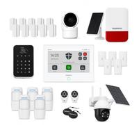 Daewoo Pack Alarme AM374 WiFi/GSM - Centrale Tactile 7'', Sirène 110dB - Kit 24 pièces avec 2 caméras Full HD Dont 1 Solaire Autonome, sirène 110 DB Anti-Sabotage, sans abonnement - App Daewoo