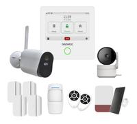 Daewoo Pack Alarme Connectée WiFi/GSM Touch 4,3 Pouces AM506 - Système sans Fil et sans Abonnement, Compatible Animaux, Détecteurs Inclus + Caméra de Surveillance Full HD, Application Mobile Incluse