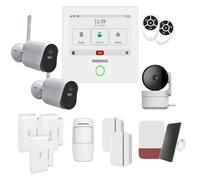 Daewoo Pack Alarme Connectée WiFi/GSM Touch 4,3 Pouces AM507 - Système sans Fil et sans Abonnement, Compatible Animaux, Détecteurs Inclus + Caméra de Surveillance Full HD, Application Mobile Incluse