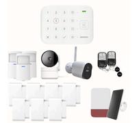 Daewoo Pack Alarme Connectée Wifi/GSM Vigilia VIG104+ - Système Sans Fil et Sans Abonnement, Compatible Animaux, Détecteurs et Sirène solaire In améras de Surveillance Full HD, Application Incl.